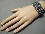 Unique!! Vintage Native American Navajo Freddie Chavez Sterling Silver Turquoise Bracelet-Nativo Arts