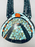 Native American Best Inlaid Bird Huge Santo Domingo Turquoise Jet Necklace-Nativo Arts