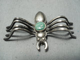 Completely Hand Made Vintage Native American Navajo Turquoise Sterling Silver Spider Pin-Nativo Arts