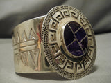 One Of The Best Vintage Native American Navajo Charoite Inlay Sterling Silver Bracelet Old Cuff-Nativo Arts