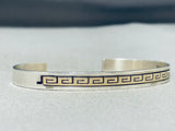 Fascinating Vintage Native American Navajo Sterling Silver 14k Gold Geometric Bracelet-Nativo Arts