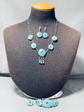 Rare Vintage Native American Zuni Inlay Turquoise Sunface Silver Necklace Bracelet Earring Set-Nativo Arts