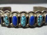 Quality Vintage Native American Navajo Spiderweb Turquoise Sterling Silver Lapis Bracelet-Nativo Arts