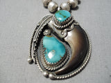 Astonishing Vintage Native American Hopi Sterling Silver Turquoise Necklace Old-Nativo Arts