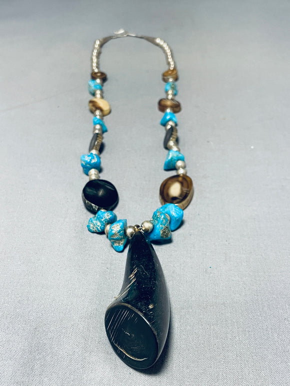 Native American One Of The Most Unique Vintage Southwest Turquoise Necklace-Nativo Arts