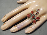 Newsworthy Navajo Coral Sterling Silver Dragonfly Ring Native American-Nativo Arts