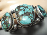 Vivid Spiderweb Turquoise Vintage Native American Navajo Sterling Silver Bracelet-Nativo Arts