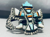 Native American Early 1900's Small Wrist Vintage Navajo Inlay Sterling Silver Bracelet-Nativo Arts
