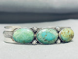 Breathtaking Vintage Native American Zuni Turquoise Sterling Silver Bracelet Signed-Nativo Arts