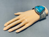 Dramatic 104 Gram Native American Navajo Blue Turquoise Sterling Silver Bracelet-Nativo Arts