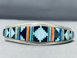 Expert Intricacy Vintage Native American Zuni Turquoise Opal Sterling Silver Bracelet-Nativo Arts
