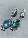 Important Top 100 Artists Vintage Native American Navajo Turquoise Sterling Silver Earrings-Nativo Arts