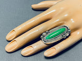 Elta Endito Rare Vintager Native American Navajo Gaspeite Sterling Silver Ring-Nativo Arts
