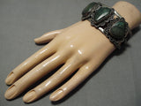 One Of The Best Vintage Native American Navajo Chrysocolla Sterling Silver Bracelet Old-Nativo Arts