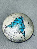 Important Shiprock Vintage Native American Navajo Turquoise Inlay Sterling Silver Shiprock Pin-Nativo Arts