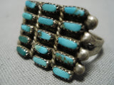 Early 1900's Vintage Zuni/ Native American Navajo Needle Turquoise Sterling Silver Ring Old-Nativo Arts