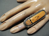Custom Vintage Navajo Native American Spiny Oyster Jet Sterling Silver Ring Old-Nativo Arts