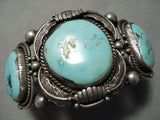Opulent Vintage Native American Navajo Circular Natural Turquoise Sterling Silver Bracelet-Nativo Arts
