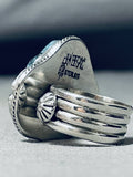 Native American Important Ben Begaye Vintage Hand Carved Turquoise Sterling Silver Ring-Nativo Arts