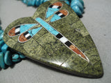 Native American Important Santo Domingo Rosetta Turquoise Inlay Sterling Silver Necklace-Nativo Arts