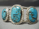 Opulent Vintage Native American Navajo Bisbee Turquoise Sterling Silver Bracelet Old-Nativo Arts