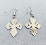 Linda Marble Important Vintage Native American Navajo Sterling Silver Cross Earrings-Nativo Arts