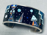 One Of The Finest Vintage Native American Navajo Turquoise Inlay Sterling Silver Bracelet-Nativo Arts