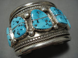 Striking Vintage Native American Navajo Turquoise Sterling Silver Bracelet Old Cuff-Nativo Arts