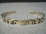 Incredible Vintage Native American Navajo 14k Gold Sterling Silver Geometric Bracelet-Nativo Arts