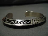 Striking Vintage Native American Navajo Raised Sterling Silver Randy Secatero Bracelet Old-Nativo Arts