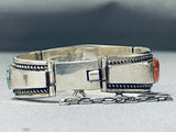 Extremely Intricate Vintage Native American Navajo Turquoise Clasp Sterling Silver Bracelet-Nativo Arts