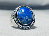 Brilliant Raymond Begay Vintage Native American Navajo Lapis Sterling Silver Ring-Nativo Arts