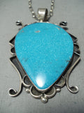Enormous Vintage Native American Navajo Turquoise Sterling Silver Swirling Necklace-Nativo Arts