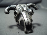Elaborate Navajo Sterling Silver Skull Ring Native American-Nativo Arts