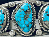 Heavy Museum Vintage Native American Navajo Blue Thunder Turquoise Sterling Silver Bracelet-Nativo Arts
