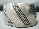 Wide Hand Tooled Vintage Native American Navajo Sterling Silver Bracelet Old-Nativo Arts