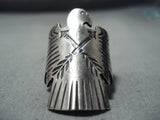 Exceptional Large Navajo Sterling Silver Eagle Ring Native American-Nativo Arts