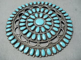 Larry Moses Begay Vintage Native American Navajo Turquoise Teardrop Sterling Silver Pin-Nativo Arts