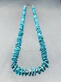 Rare longer Vintage Native American Navajo Easter Blue Turquoise Sterling Silver Necklace-Nativo Arts