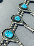 Vintage Native American Navajo Sleeping Beauty Turquoise Sterling Silver Squash Blossom Necklace-Nativo Arts