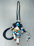 5 Inch Tall Vintage Native American Zuni Turquoise Dancer Sterling Silver Bolo Tie-Nativo Arts