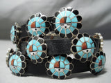 One Of The Most Intricate Vintage Native American Zuni Turquoise Sterling Silver Concho Belt-Nativo Arts