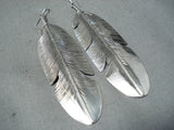 Spectacular Navajo Sterling Silver Feather Earrings Native American-Nativo Arts