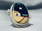 Important Top 5 Native American Navajo Inlay Artists Native American Navajo Turquoise Sterling Silver Ring-Nativo Arts