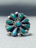 Incredible Vintage Native American Navajo Turquoise Cluster Sterling Silver Ring-Nativo Arts