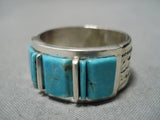 Quality Vintage Native American Navajo Victor Thompson Turquoise Sterling Silver Ring Old-Nativo Arts