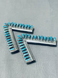Important Native American Navajo Signed Turquoise Teardrop Sterling Silver Collar Pins-Nativo Arts
