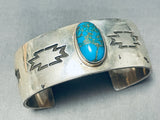 Magnificent Native American Navajo Pilot Mountain Turquoise Sterling Silver Bracelet-Nativo Arts