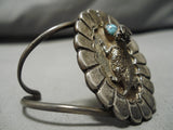 Important Blue Warrior Turquoise Vintage Native American Navajo Toad Sterling Silver Bracelet-Nativo Arts
