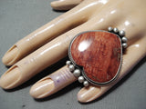 One Of A Kind Native American Navajo Spiny Oyster Shell Sterling Silver Heart Ring-Nativo Arts